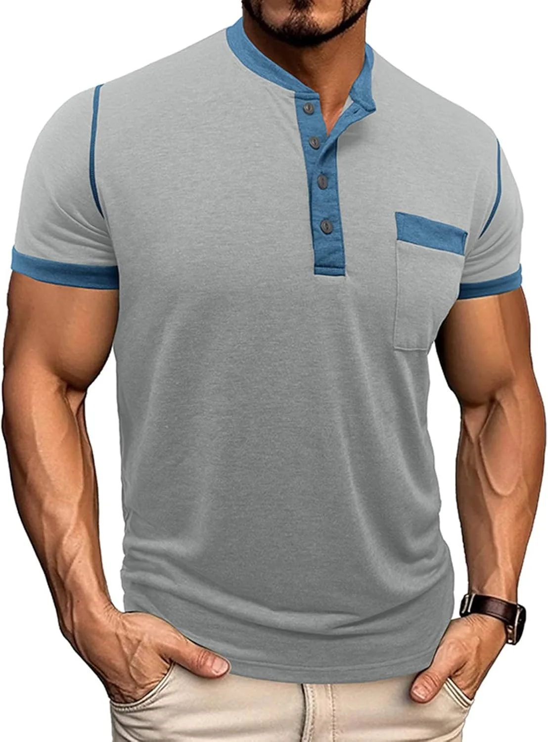 Мужская летняя футболка Henley с коротким рукавом Casual Gradient Loose Fit
Мужская летняя футболка Henley с коротким рукавом Casual Gradient Loose Fit