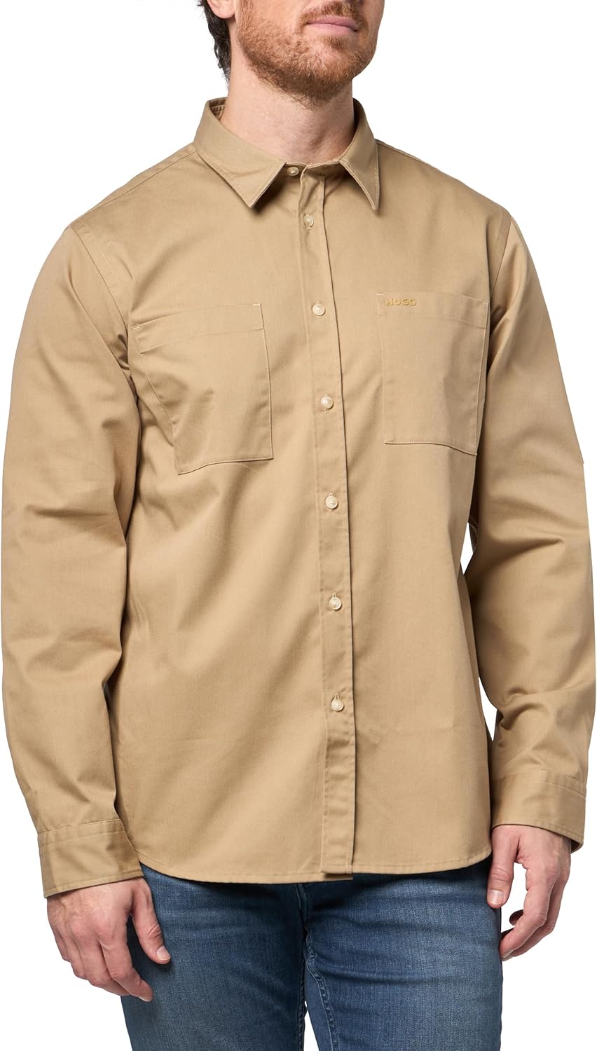 Хлопковая рубашка Hugo с логотипом, Pumice Stone
Хлопковая рубашка Hugo с логотипом, Pumice Stone