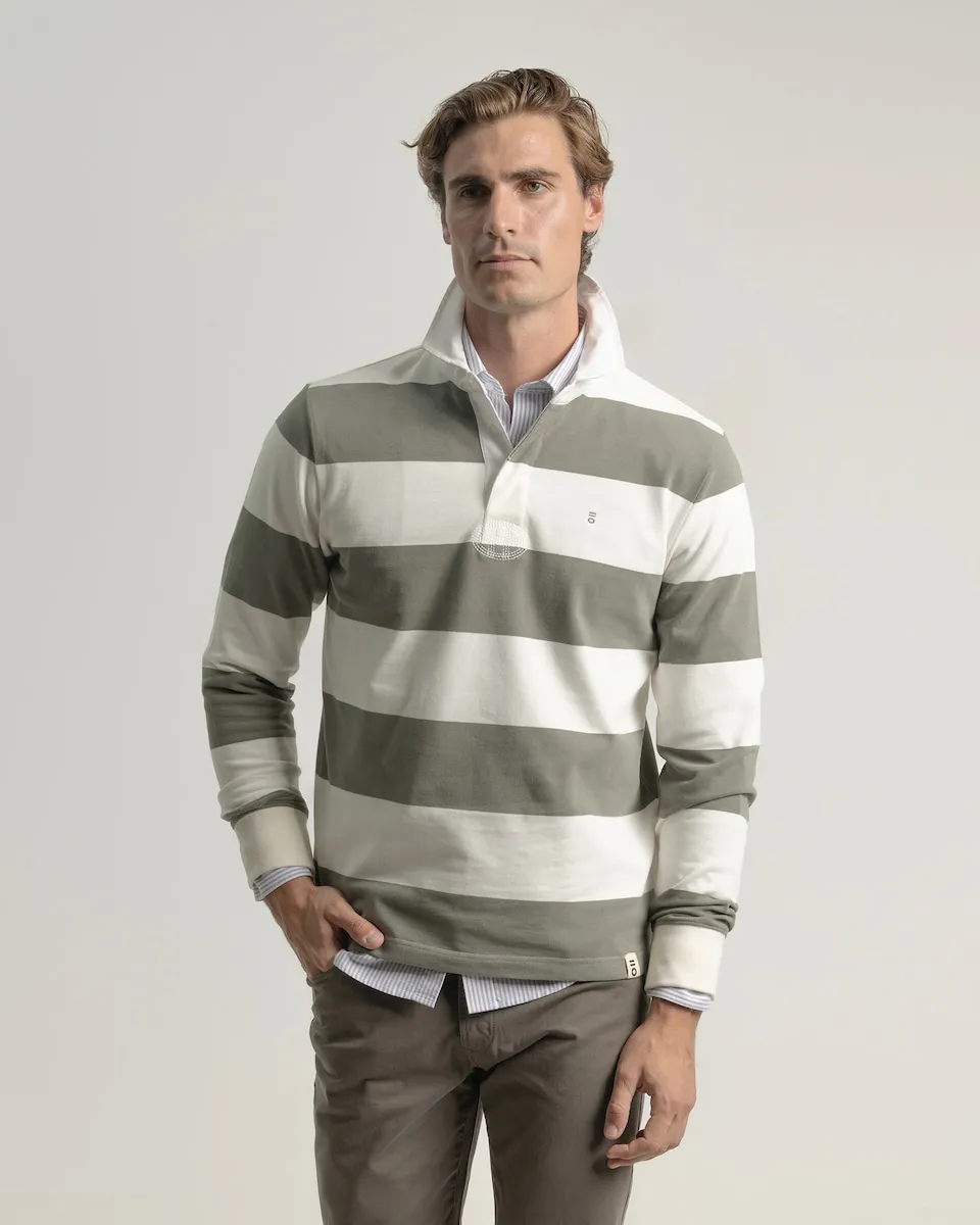 Мужская рубашка-поло с длинным рукавом в полоску PuroEgo, зеленый
Мужская рубашка-поло с длинным рукавом в полоску PuroEgo, зеленый