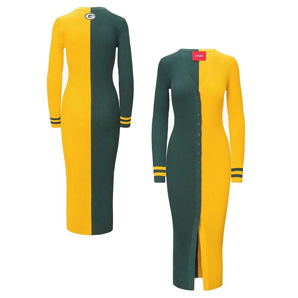 Женское трикотажное платье-свитер на пуговицах STAUD Green/Gold Green Bay Packers Shoko, цвет Pkr Green
Женское трикотажное платье-свитер на пуговицах STAUD Green/Gold Green Bay Packers Shoko, цвет Pkr Green