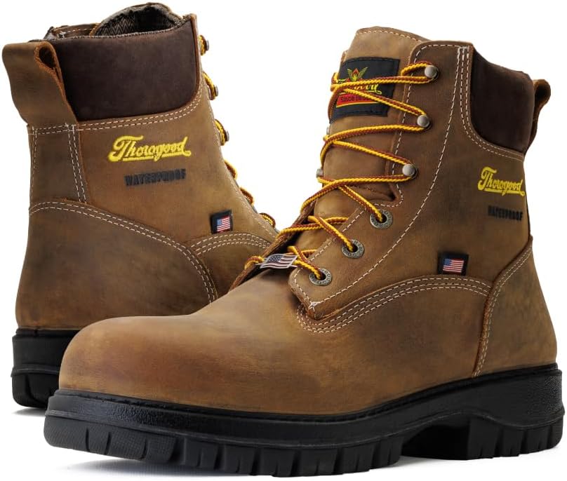 Мужские водонепроницаемые ботинки Thorogood 6 - с нанокомпозитным носком - серия Genesis - из цельнозерновой кожи с удобными стельками и противоскользящей подошвой, Chestnut
Мужские водонепроницаемые ботинки Thorogood 6 - с нанокомпозитным носком - серия Genesis - из цельнозерновой кожи с удобными стельками и противоскользящей подошвой, Chestnut