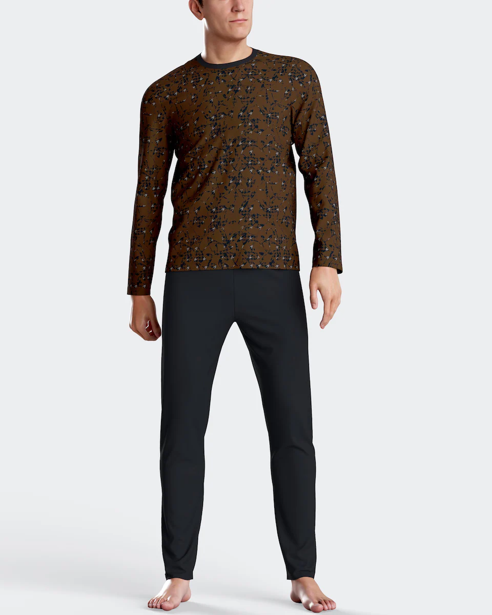 Длинная коричневая трикотажная мужская пижама Impetus, коричневый 
Длинная коричневая трикотажная мужская пижама Impetus, коричневый