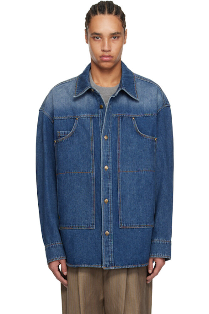 Синяя рабочая джинсовая рубашка WOOYOUNGMI
Синяя рабочая джинсовая рубашка WOOYOUNGMI