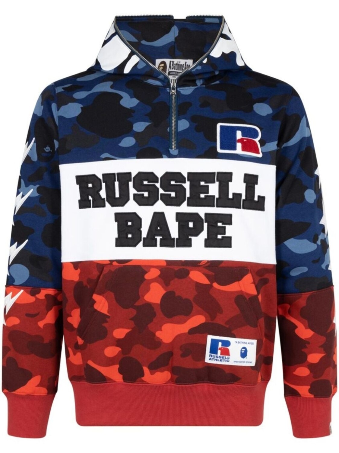 A Bathing Ape худи Color Camo Ape из коллаборации с Russell, синий 
A Bathing Ape худи Color Camo Ape из коллаборации с Russell, синий