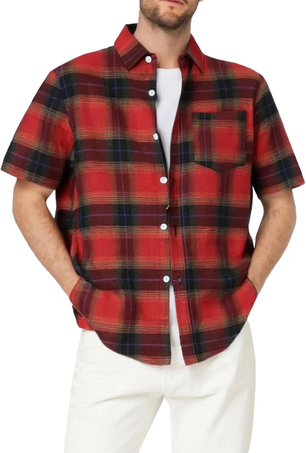 Мужская рубашка Casual Plaid Lapel Button Short Sleeve, легкая, дышащая, с карманом, Plus Size
Мужская рубашка Casual Plaid Lapel Button Short Sleeve, легкая, дышащая, с карманом, Plus Size