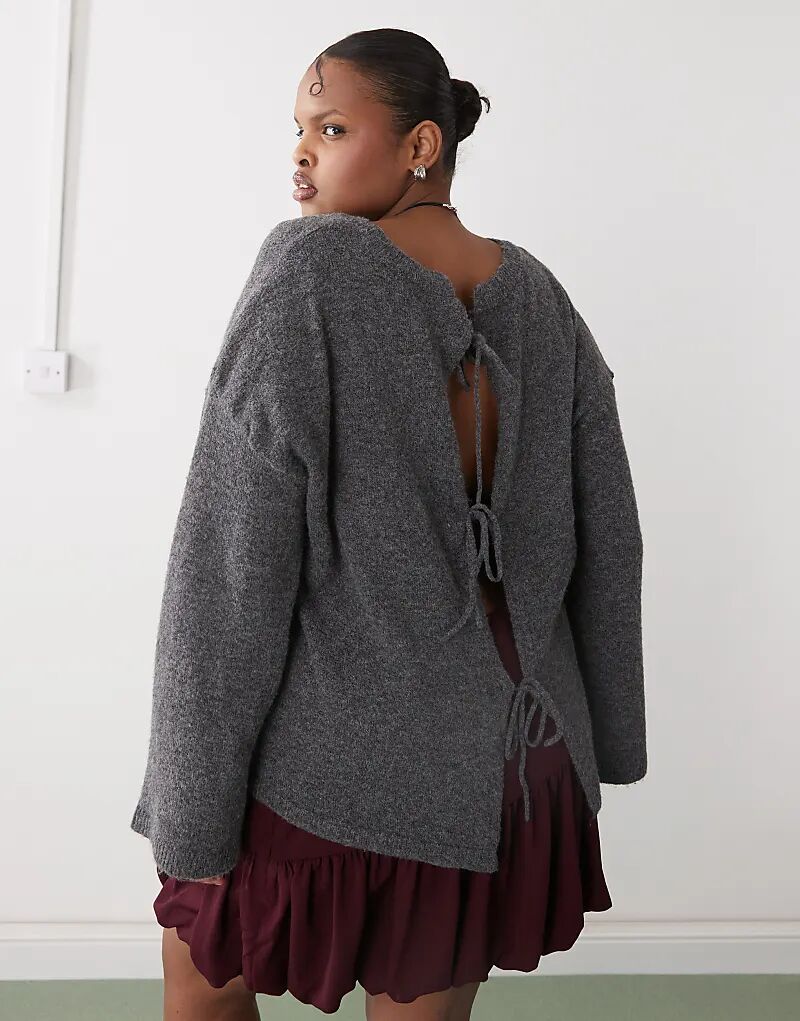 Двусторонний джемпер с завязками спереди в угольном цвете Noisy May
Двусторонний джемпер с завязками спереди в угольном цвете Noisy May