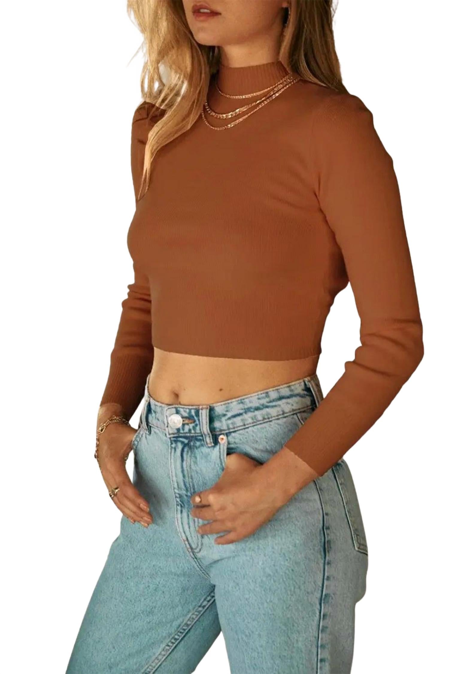 Облегающий укороченный свитер с высоким воротником и открытой спиной в янтарно-коричневом цвете ENDLESS BLU.
Облегающий укороченный свитер с высоким воротником и открытой спиной в янтарно-коричневом цвете ENDLESS BLU.