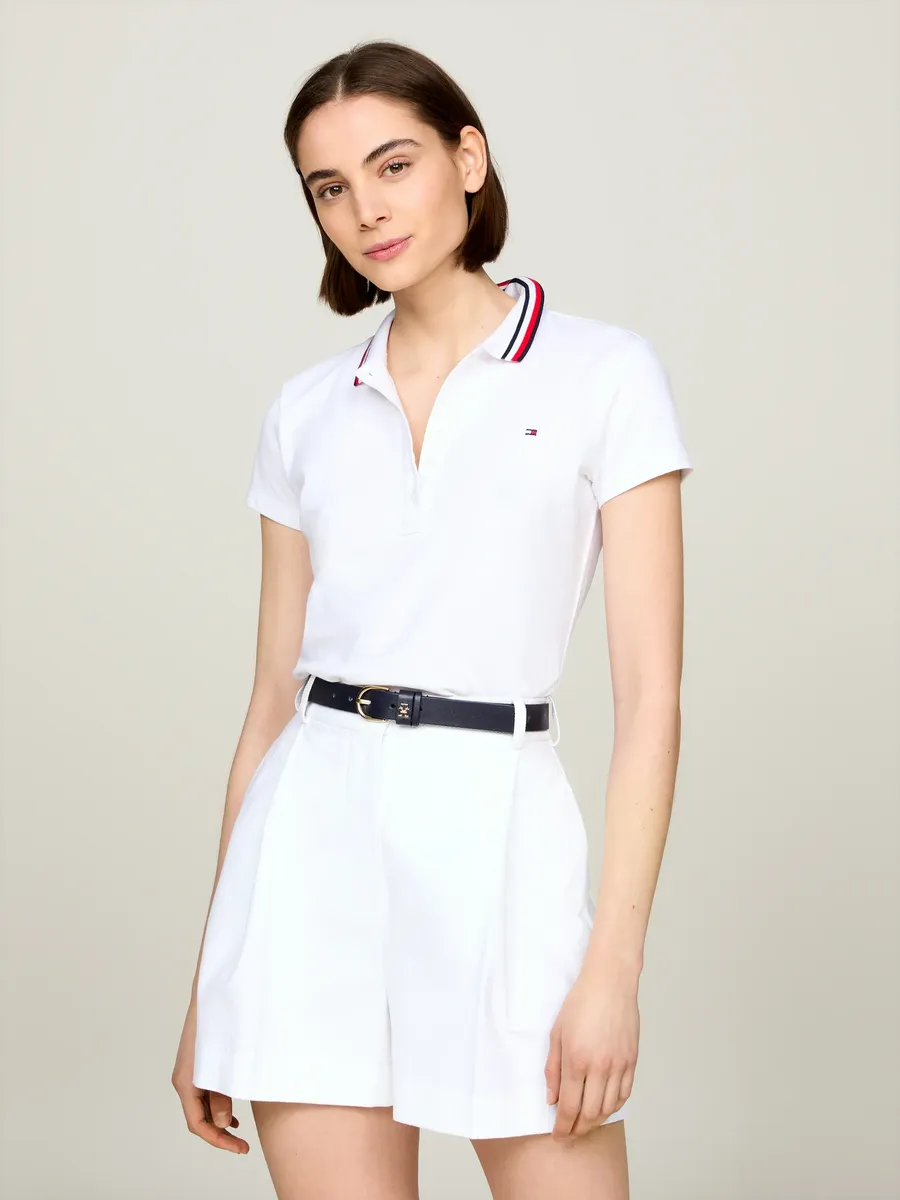 Рубашка-поло Tommy Hilfiger "SLIM GLOBAL STRIPE POLO SS", воротник-поло с контрастными полосками, небольшая планка на пуговицах, белый
Рубашка-поло Tommy Hilfiger "SLIM GLOBAL STRIPE POLO SS", воротник-поло с контрастными полосками, небольшая планка на пуговицах, белый
