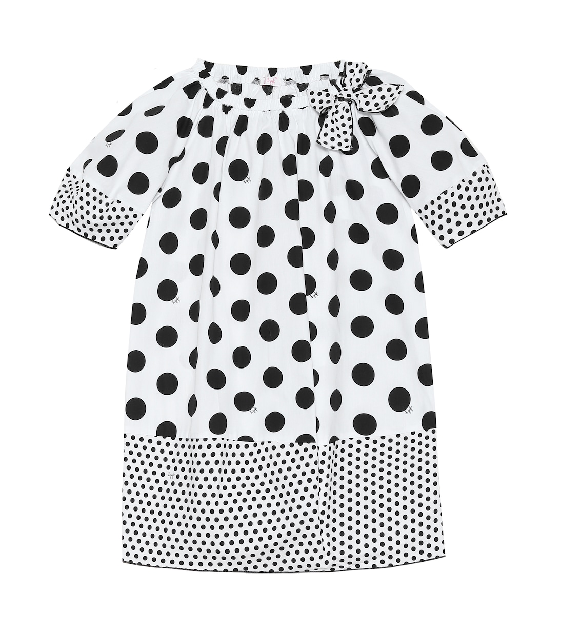 Платье из хлопка в горошек Il Gufo, черный 
Платье из хлопка в горошек Il Gufo, черный