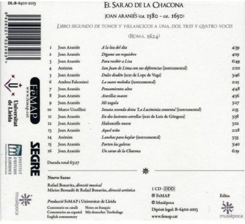 CD диск Aranies / Nuevo Sarao: El Sarao de la Chacona 
CD диск Aranies / Nuevo Sarao: El Sarao de la Chacona