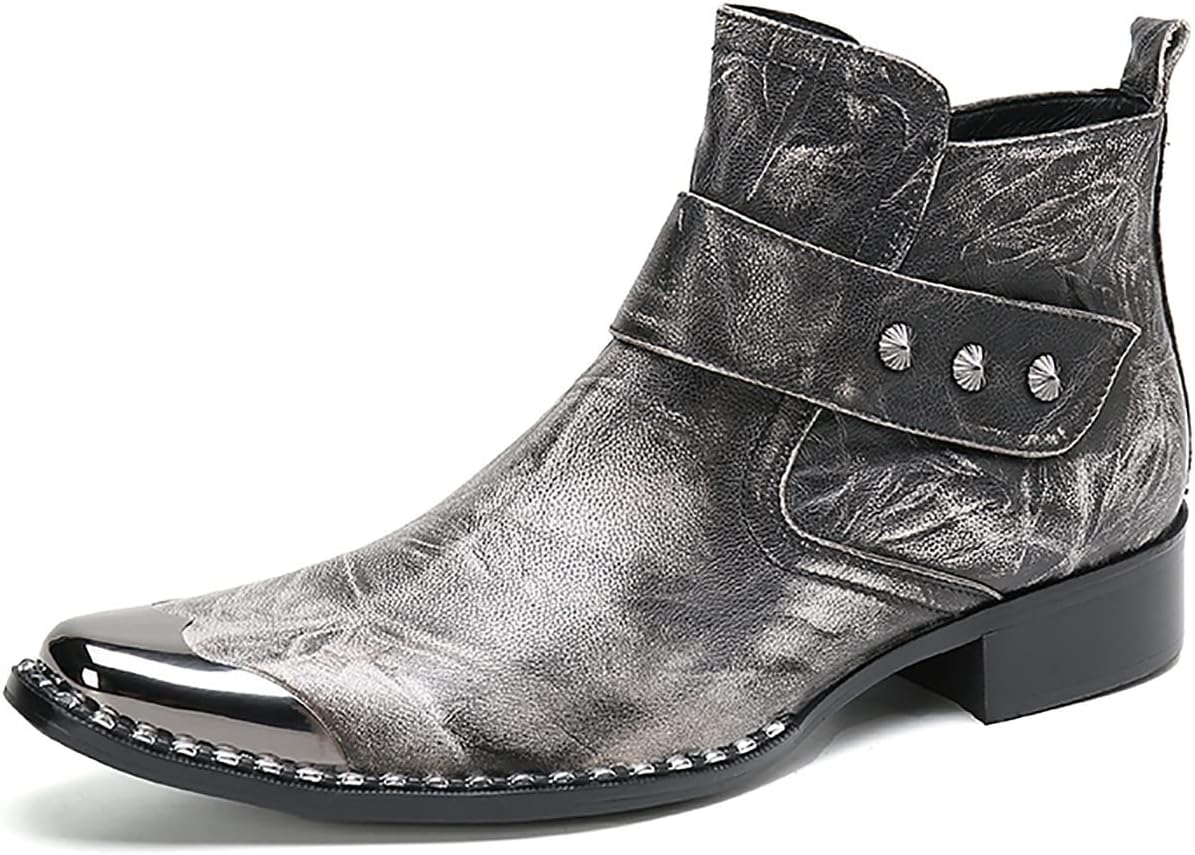 Мужские ботинки Santimon Mens Chelsea Dress Party из натуральной кожи с квадратным носком, металлическими деталями, на щиколотку, вестерн-стиль, молния, пряжка, повседневные, для диско, бального танца и ковбойские ботинки для мужчин, серый
Мужские ботинки Santimon Mens Chelsea Dress Party из натуральной кожи с квадратным носком, металлическими деталями, на щиколотку, вестерн-стиль, молния, пряжка, повседневные, для диско, бального танца и ковбойские ботинки для мужчин, серый