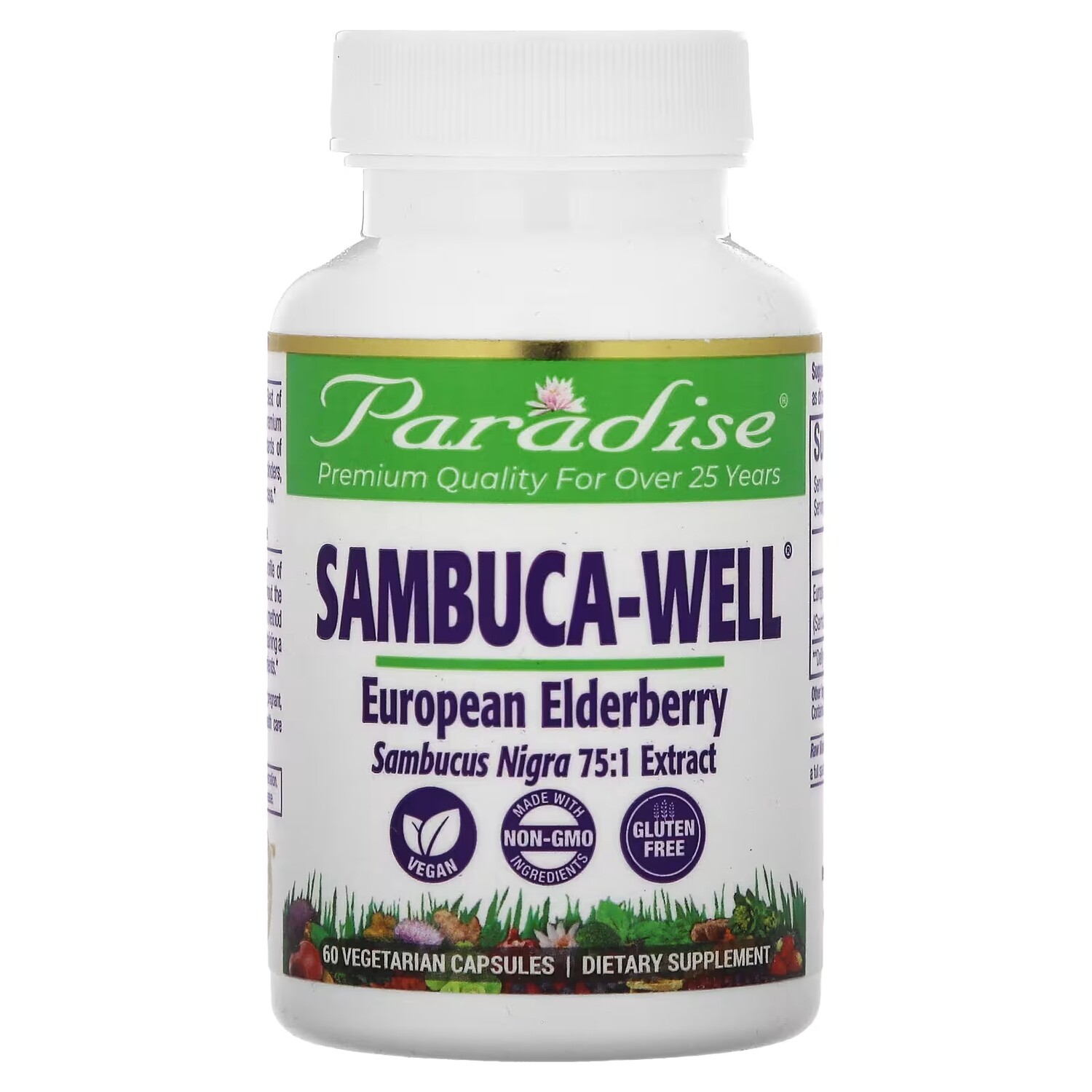 Экстракт черной бузины Paradise Herbs Sambuca-Well European Elderberry, 60 вегетарианских капсул
Экстракт черной бузины Paradise Herbs Sambuca-Well European Elderberry, 60 вегетарианских капсул