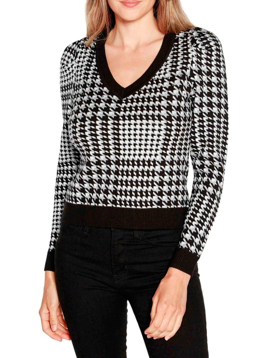 Украшенный свитер с узором гусиная лапка belldini, черный
Украшенный свитер с узором гусиная лапка belldini, черный