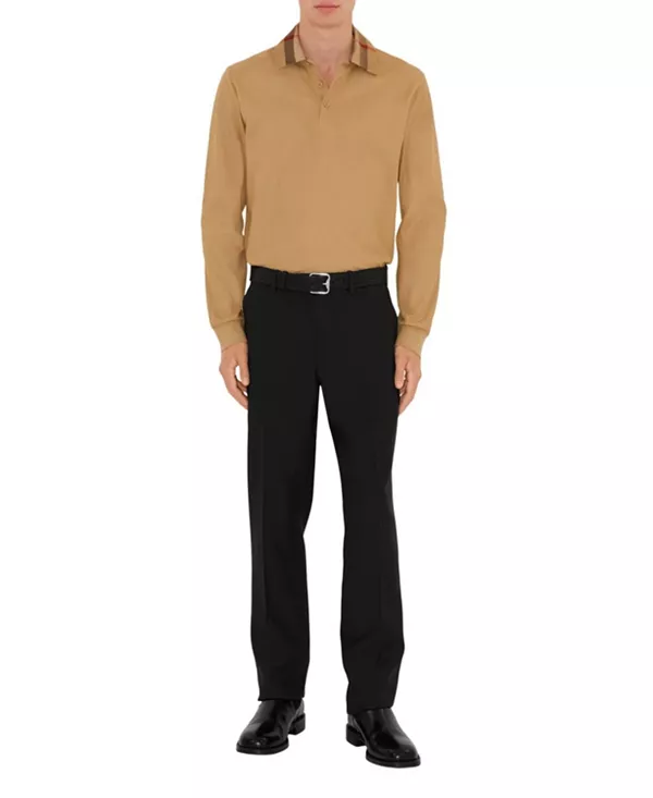 Хлопковая рубашка-поло с длинными рукавами и клетчатым воротником Burberry, бежевый
Хлопковая рубашка-поло с длинными рукавами и клетчатым воротником Burberry, бежевый