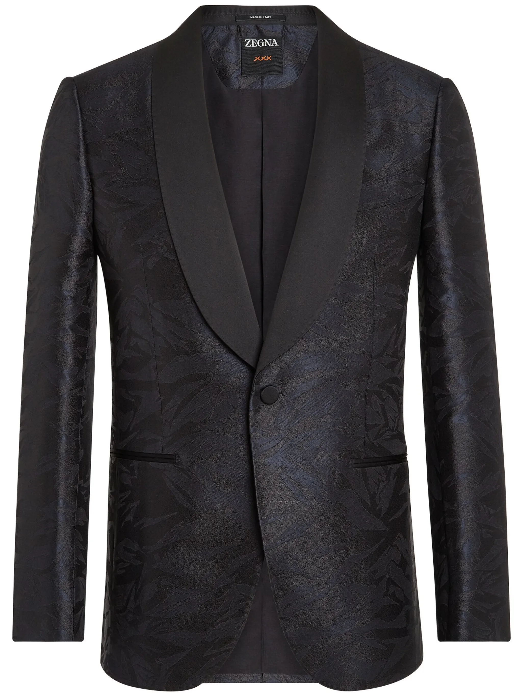 Жаккардовый однобортный блейзер Zegna, черный
Жаккардовый однобортный блейзер Zegna, черный