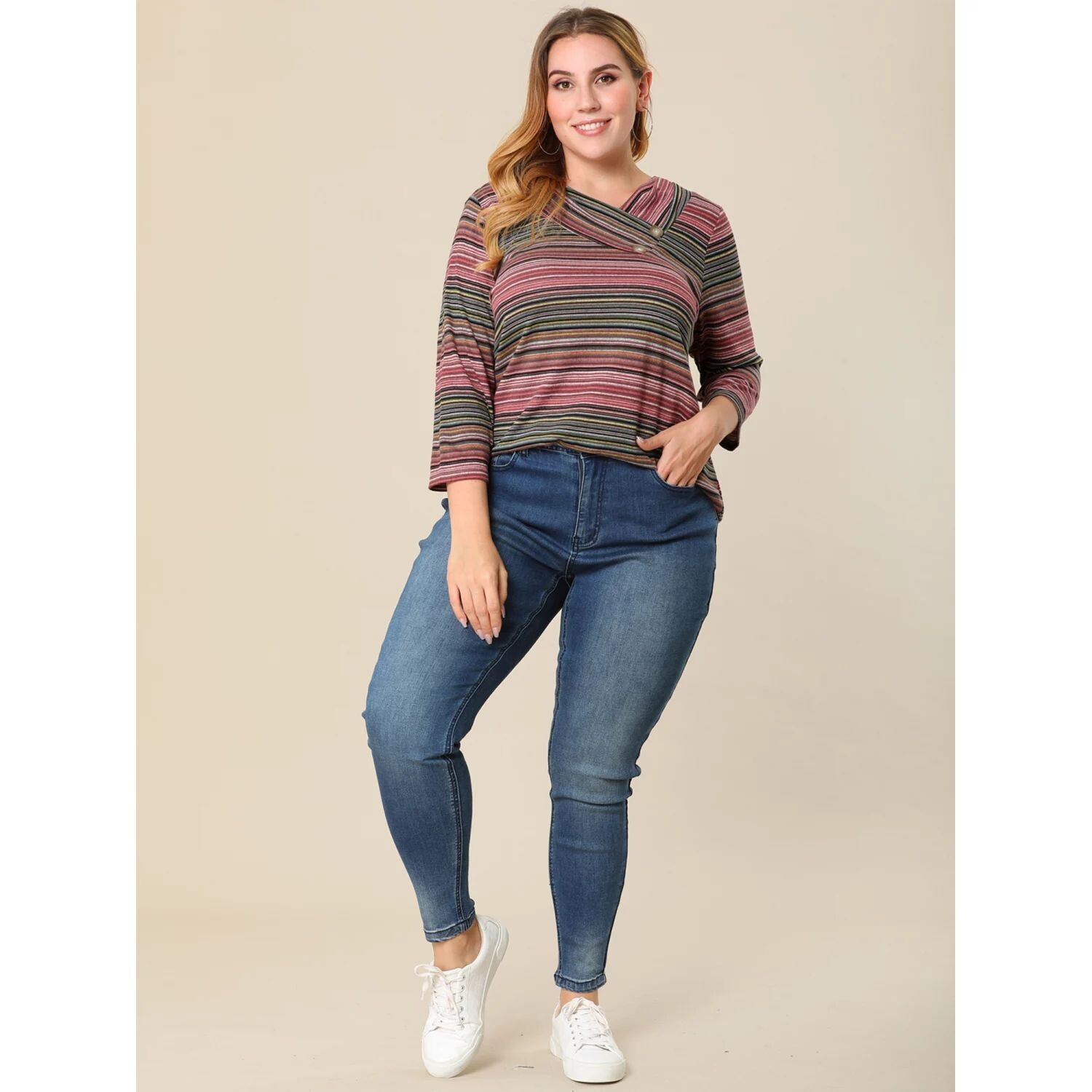 Женский вязаный топ в полоску больших размеров в стиле бохо с рукавами 3/4 и V-образным вырезом Agnes Orinda, фиолетовый
Женский вязаный топ в полоску больших размеров в стиле бохо с рукавами 3/4 и V-образным вырезом Agnes Orinda, фиолетовый