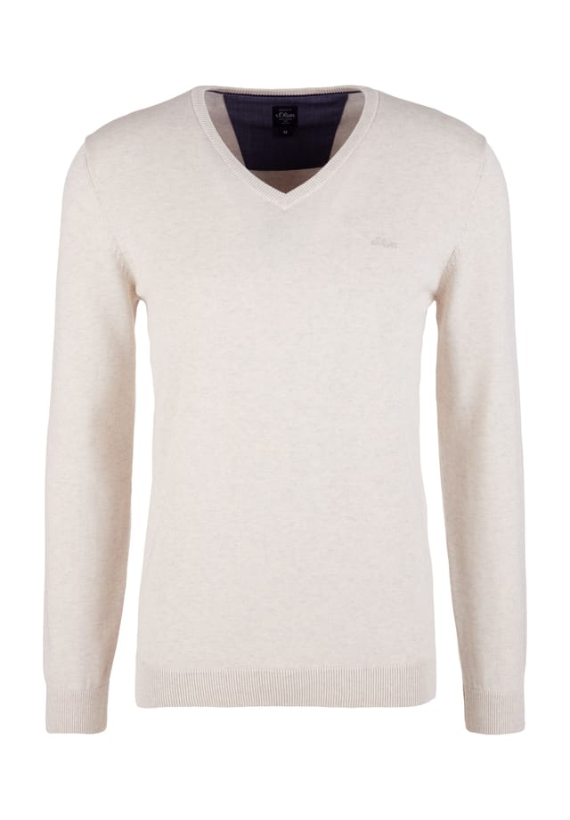 Тонкий трикотажный свитер с V-образным вырезом и ребристыми манжетами. S.Oliver, белый
Тонкий трикотажный свитер с V-образным вырезом и ребристыми манжетами. S.Oliver, белый