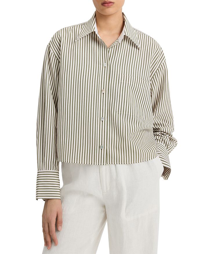 Тилл Полосатая Короткая Поплиновая Рубашка Vince, зеленый
Тилл Полосатая Короткая Поплиновая Рубашка Vince, зеленый