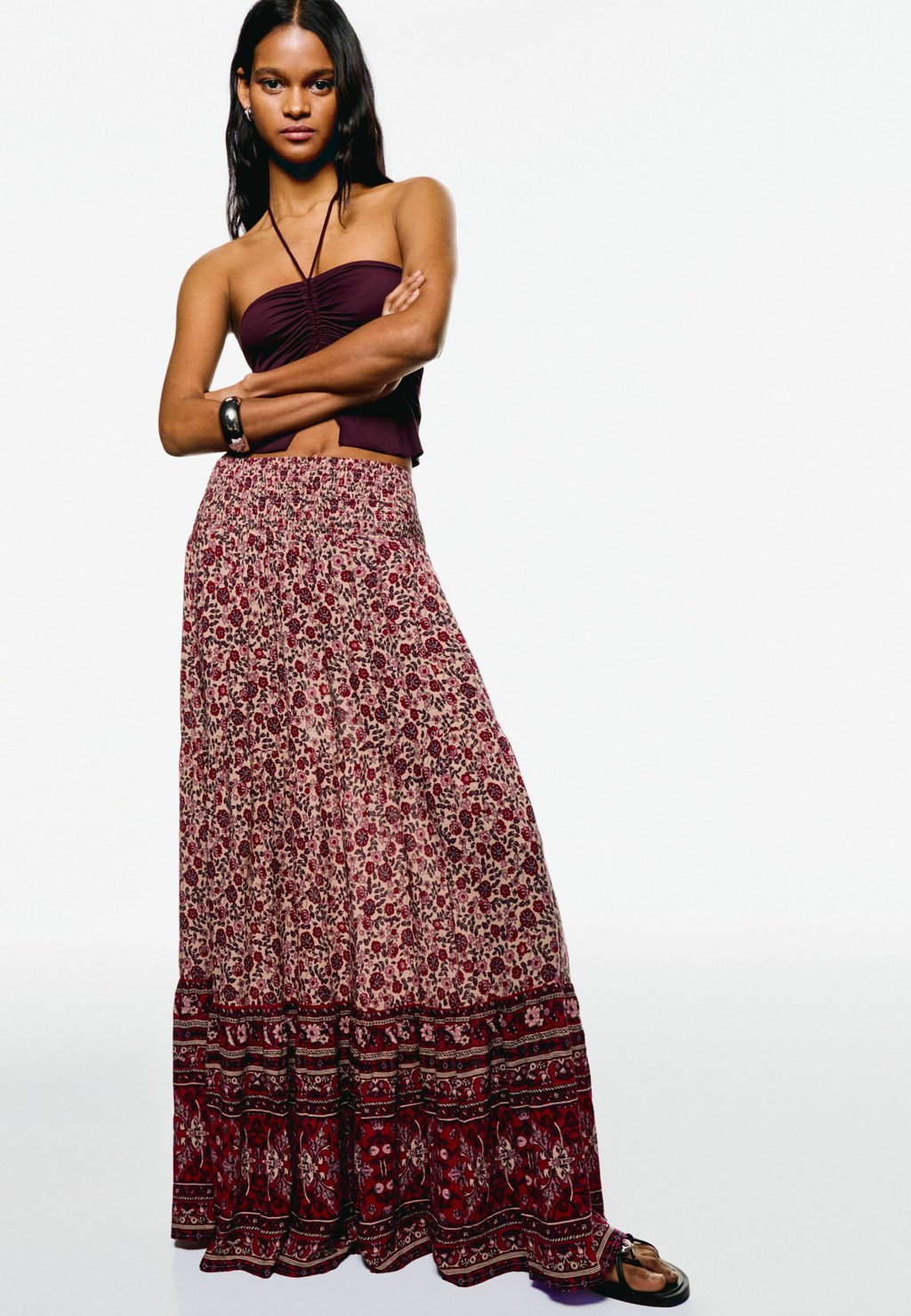 Длинная юбка BOHO Bershka, мультиколор 
Длинная юбка BOHO Bershka, мультиколор