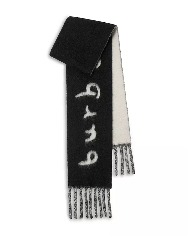 Двусторонний шарф с логотипом из смеси альпаки и шерсти. Burberry, черный
Двусторонний шарф с логотипом из смеси альпаки и шерсти. Burberry, черный