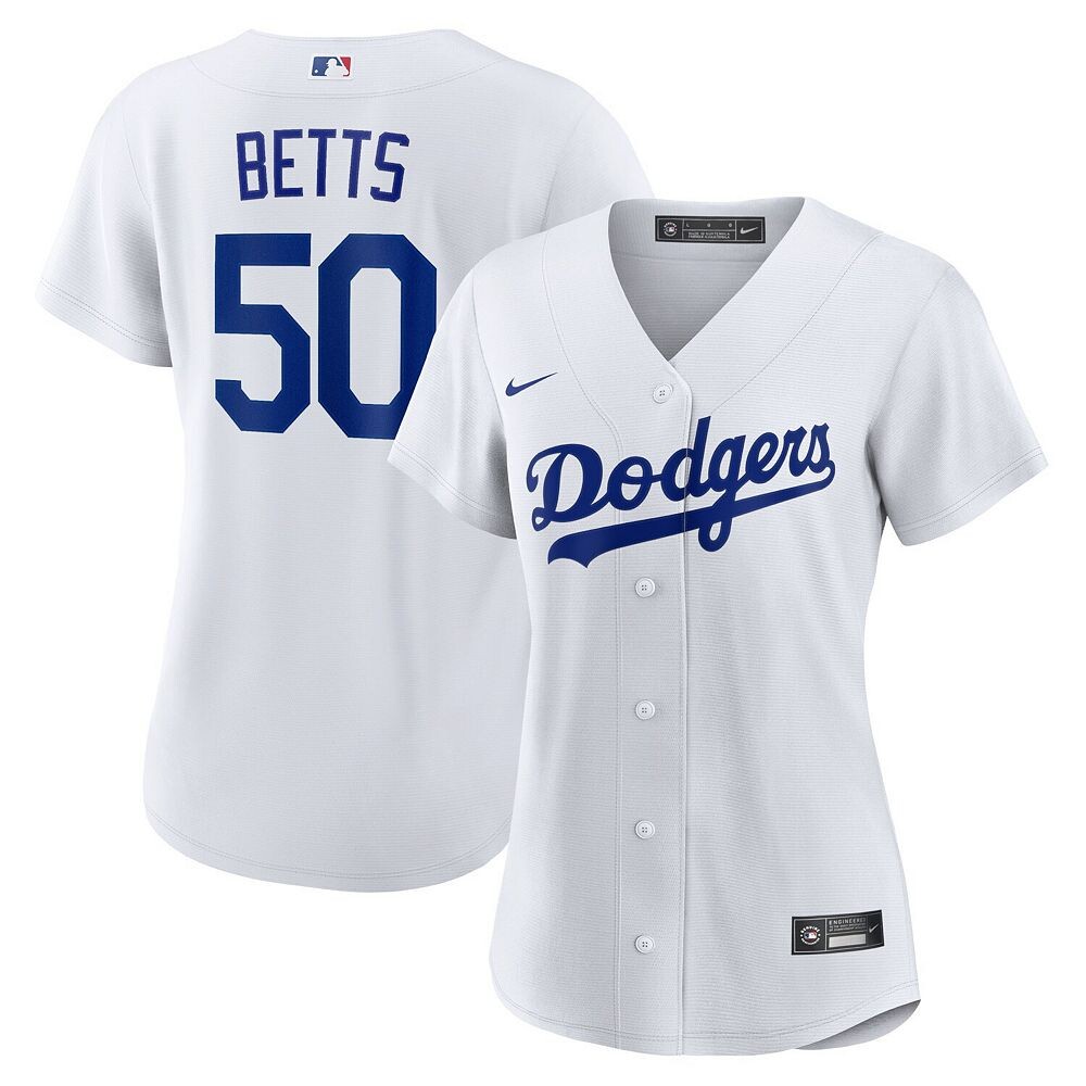 Женская белая футболка Nike Mookie Betts Los Angeles Dodgers Home Replica Player, цвет Lad White
Женская белая футболка Nike Mookie Betts Los Angeles Dodgers Home Replica Player, цвет Lad White