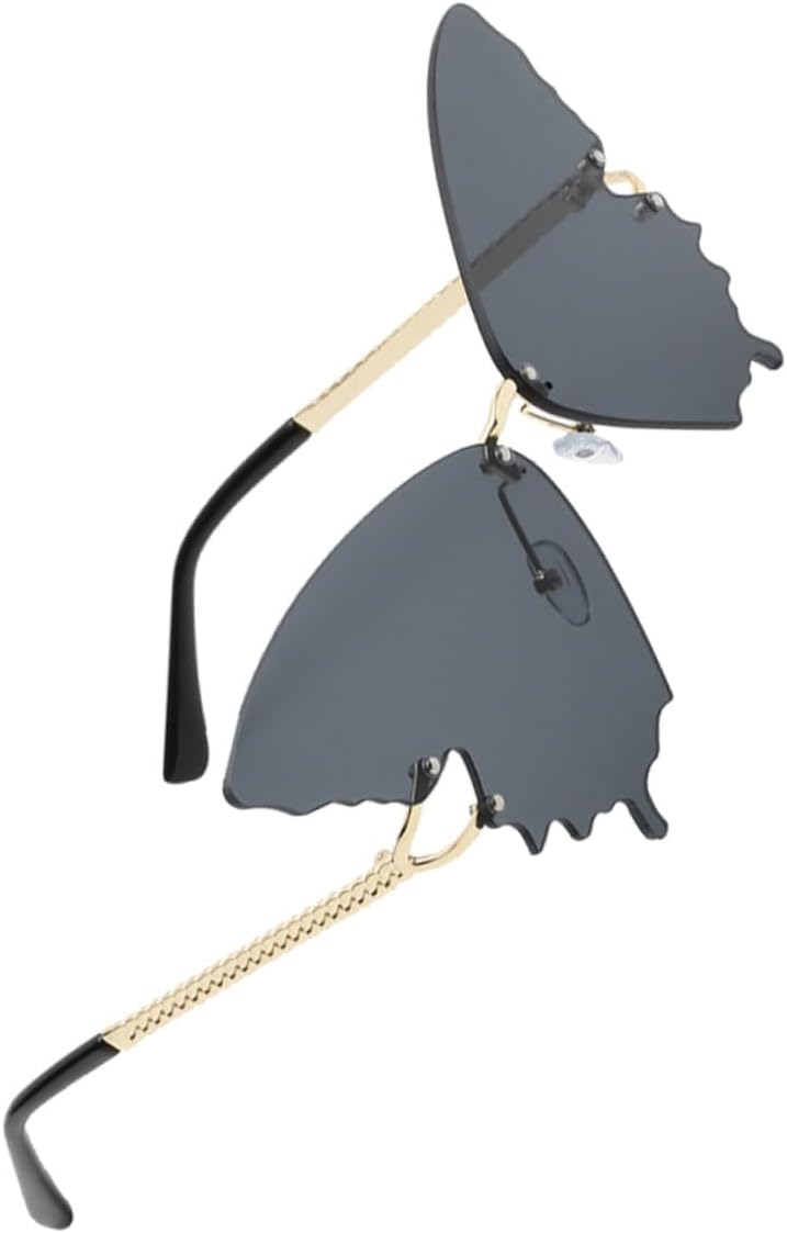 Женские солнцезащитные очки без оправы в форме бабочки с золотой рамкой и серыми линзами, модные декоративные очки для вечеринок, креативные и уникальные очки с защитой от УФ-излучения Healvian, Black
Женские солнцезащитные очки без оправы в форме бабочки с золотой рамкой и серыми линзами, модные декоративные очки для вечеринок, креативные и уникальные очки с защитой от УФ-излучения Healvian, Black