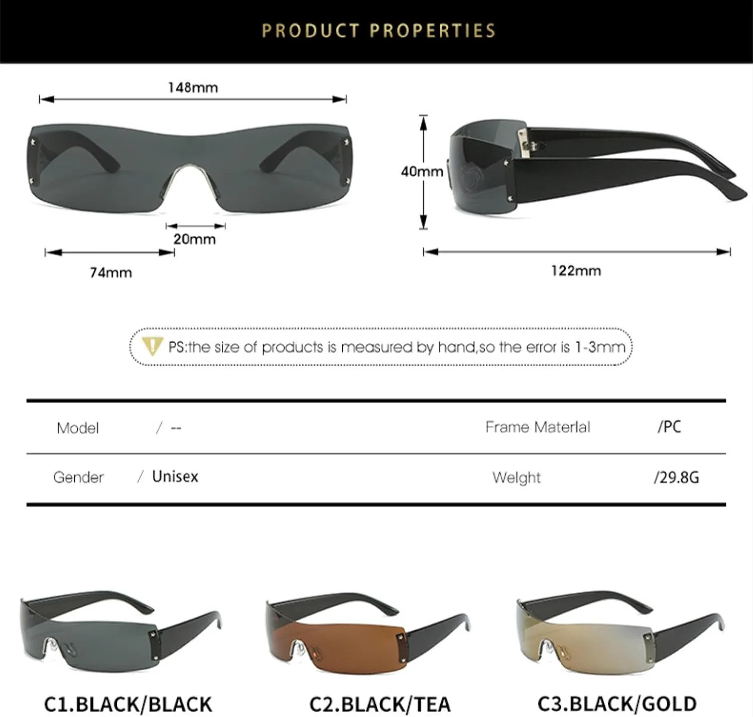 Безободковые модные солнцезащитные очки для женщин и мужчин в стиле панк, для активного отдыха и велоспорта, защита от УФ-излучения UV400 TKKTLLT, Black Brown
Безободковые модные солнцезащитные очки для женщин и мужчин в стиле панк, для активного отдыха и велоспорта, защита от УФ-излучения UV400 TKKTLLT, Black Brown