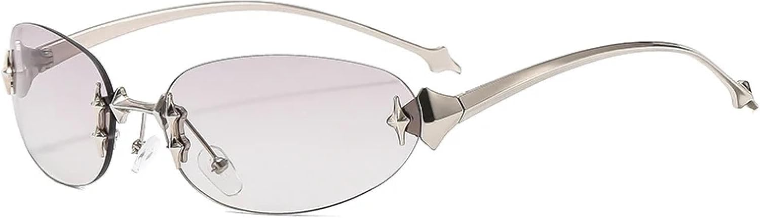 Винтажные овальные солнцезащитные очки без оправы для женщин и мужчин, модные, для активного отдыха, хип-хопа, вечеринок, с защитой от УФ-излучения UV400 TKKTLLT, Silver Gradient Gray
Винтажные овальные солнцезащитные очки без оправы для женщин и мужчин, модные, для активного отдыха, хип-хопа, вечеринок, с защитой от УФ-излучения UV400 TKKTLLT, Silver Gradient Gray