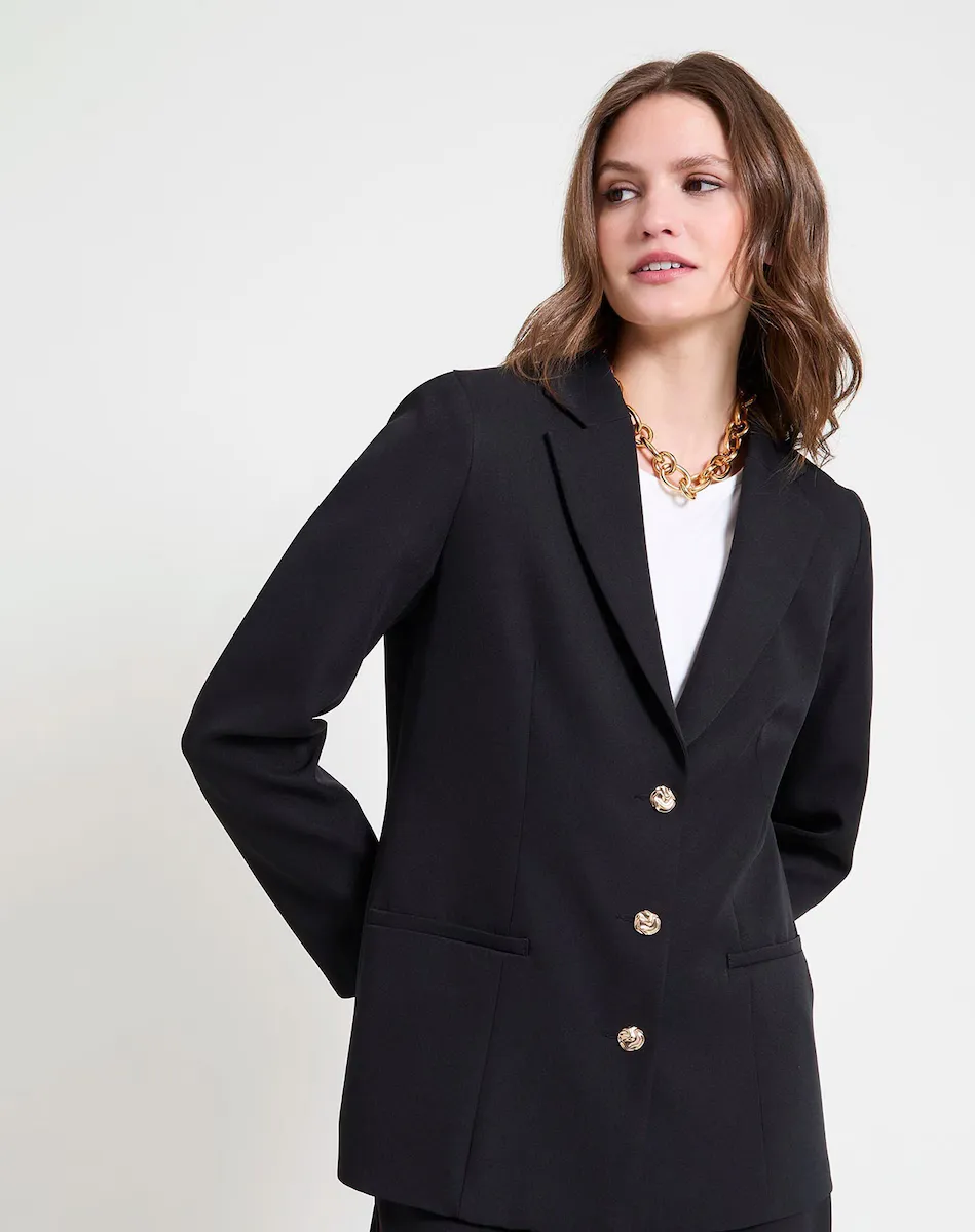 Женский пиджак Americana с золотыми пуговицами Naf Naf, черный
Женский пиджак Americana с золотыми пуговицами Naf Naf, черный