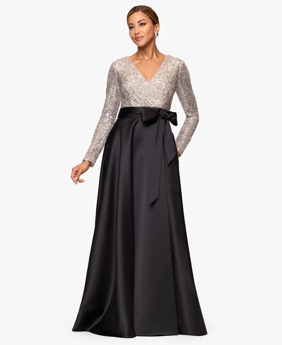 Укороченное макси-платье с V-образным вырезом и пайетками XSCAPE, Black Nude Silver
Укороченное макси-платье с V-образным вырезом и пайетками XSCAPE, Black Nude Silver