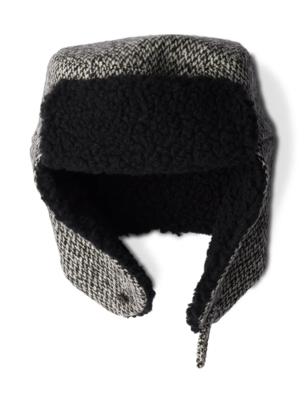 Шапка-ушанка в ломаную клетку Prada, черный
Шапка-ушанка в ломаную клетку Prada, черный