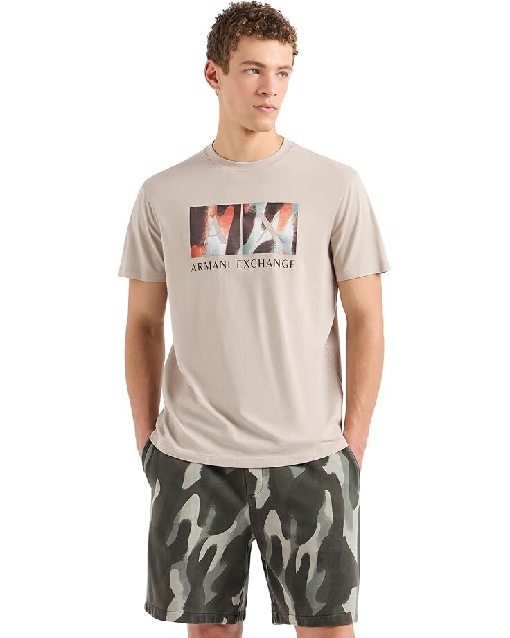 Футболка Armani Exchange Classic Ax Armani Exchange Box Logo With Camo Background Regular Fit Tee, бежевый 
Футболка Armani Exchange Classic Ax Armani Exchange Box Logo With Camo Background Regular Fit Tee, бежевый