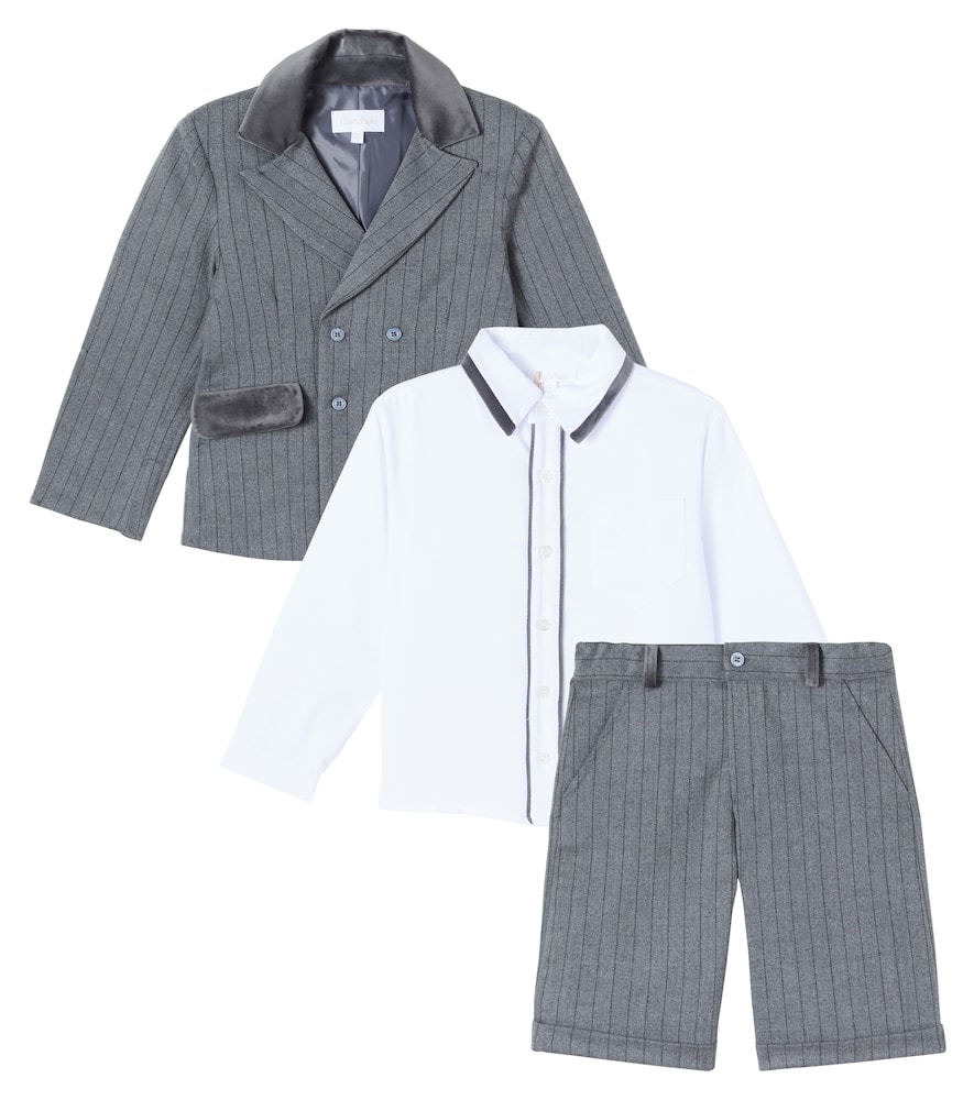 Хлопковый комплект: блейзер, рубашка и шорты Patachou, Grey Stripes F25-17
Хлопковый комплект: блейзер, рубашка и шорты Patachou, Grey Stripes F25-17