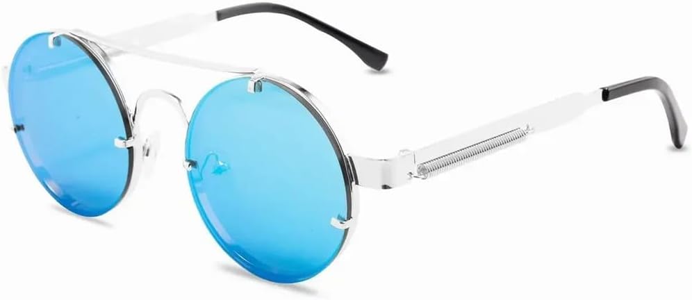 Круглые солнцезащитные очки в стиле стимпанк для мужчин, винтажные солнцезащитные очки без оправы для женщин, металлические солнцезащитные очки в стиле панк с эластичными дужками KTUCN, Blue
Круглые солнцезащитные очки в стиле стимпанк для мужчин, винтажные солнцезащитные очки без оправы для женщин, металлические солнцезащитные очки в стиле панк с эластичными дужками KTUCN, Blue