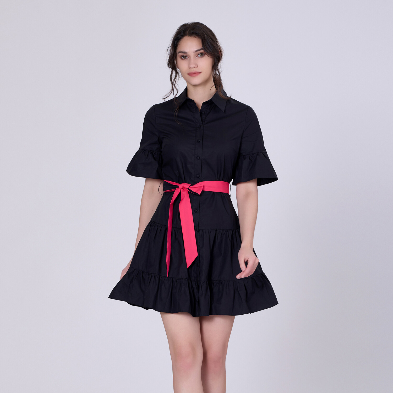 Хлопковое платье с плиссированной юбкой и оборками S&J Weekends, черный
Хлопковое платье с плиссированной юбкой и оборками S&J Weekends, черный