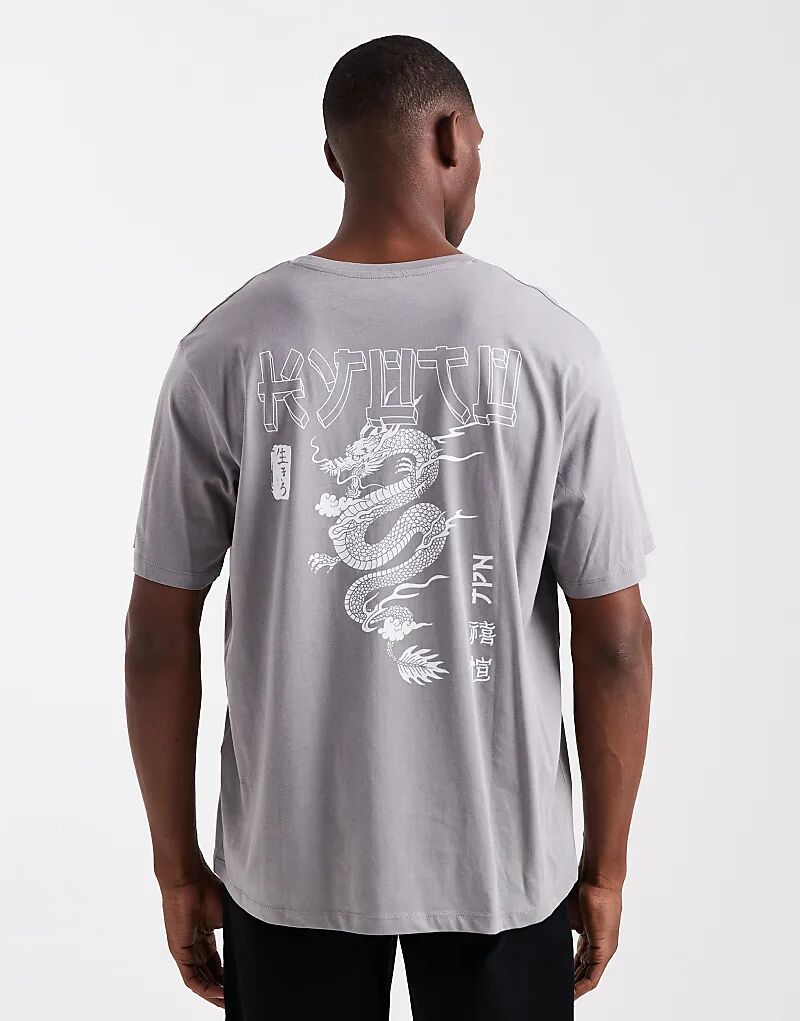 Футболка Jack & Jones с принтом на спине дракона серого цвета 
Футболка Jack & Jones с принтом на спине дракона серого цвета