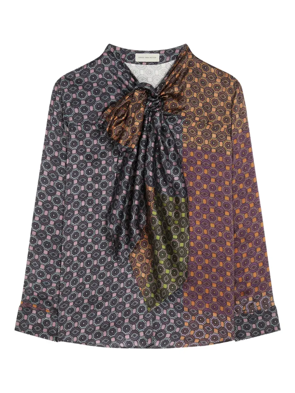 Блузка с бантом и узором Dries Van Noten, синий
Блузка с бантом и узором Dries Van Noten, синий
