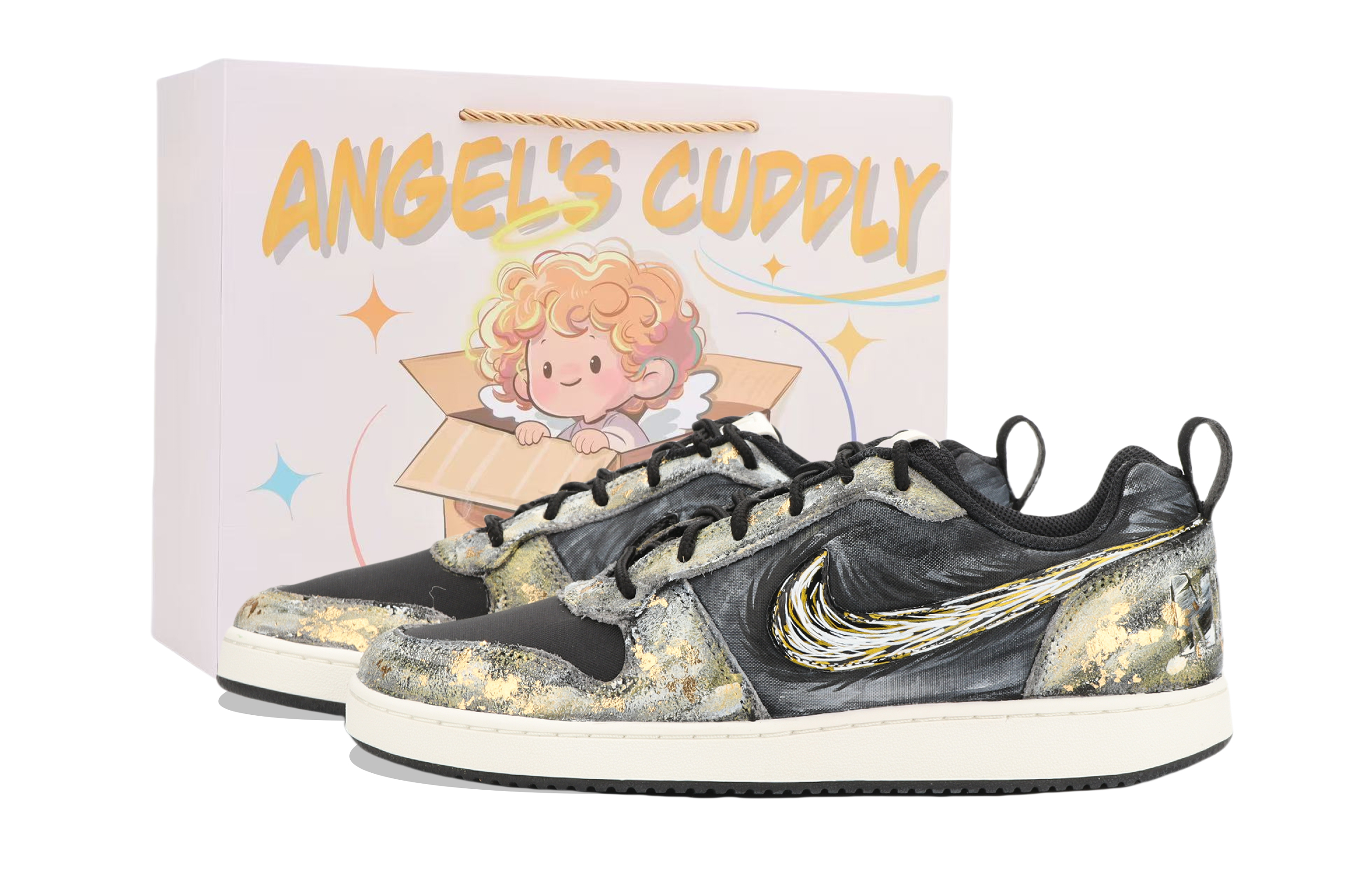 Nike Кроссовки для скейтбординга Court Borough Jiangjin Moon, Shopping Bag Abrasion Resistant низкие унисекс Black Gold
Nike Кроссовки для скейтбординга Court Borough Jiangjin Moon, Shopping Bag Abrasion Resistant низкие унисекс Black Gold