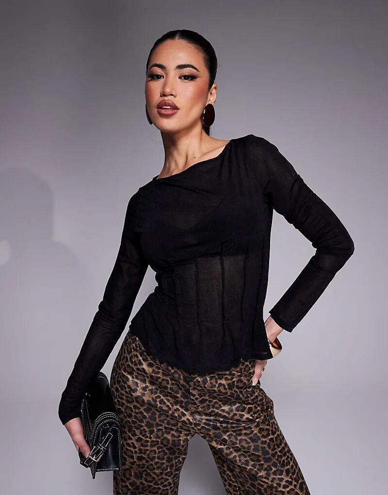 Топ с длинными рукавами и сетчатыми вытачками черного цвета ASOS DESIGN
Топ с длинными рукавами и сетчатыми вытачками черного цвета ASOS DESIGN