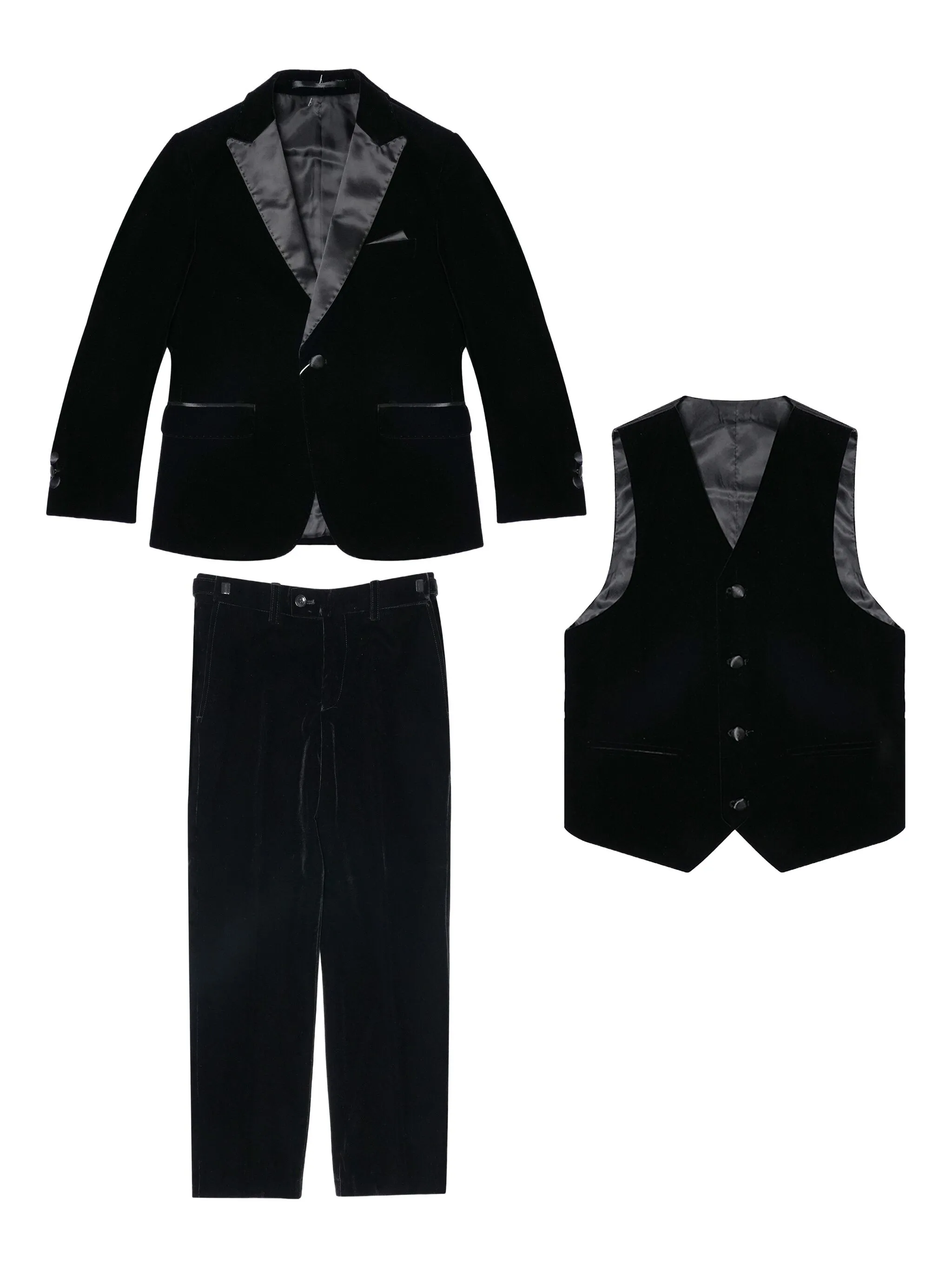 Бархатный костюм-тройка Romano Kids, черный
Бархатный костюм-тройка Romano Kids, черный