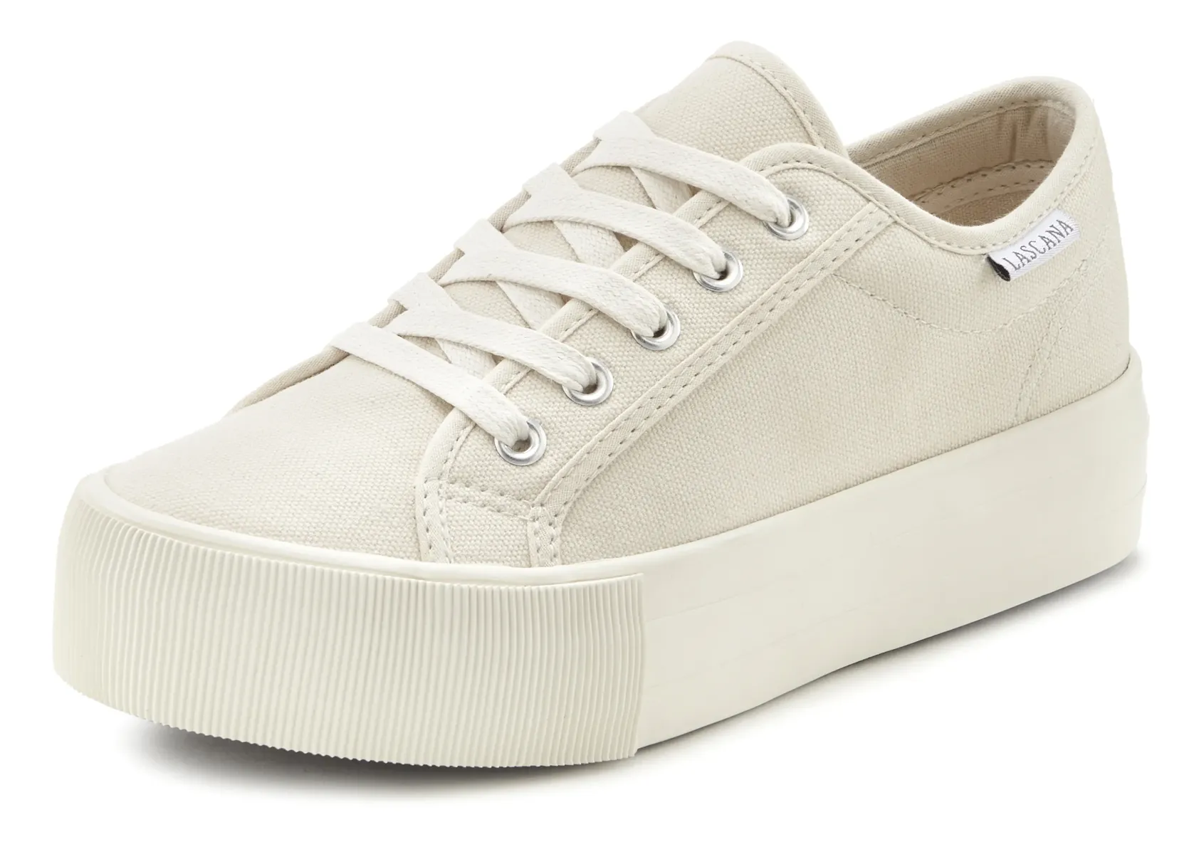 Кроссовки LASCANA, туфли на шнуровке, повседневная обувь из текстиля на платформе, бежевый
Кроссовки LASCANA, туфли на шнуровке, повседневная обувь из текстиля на платформе, бежевый