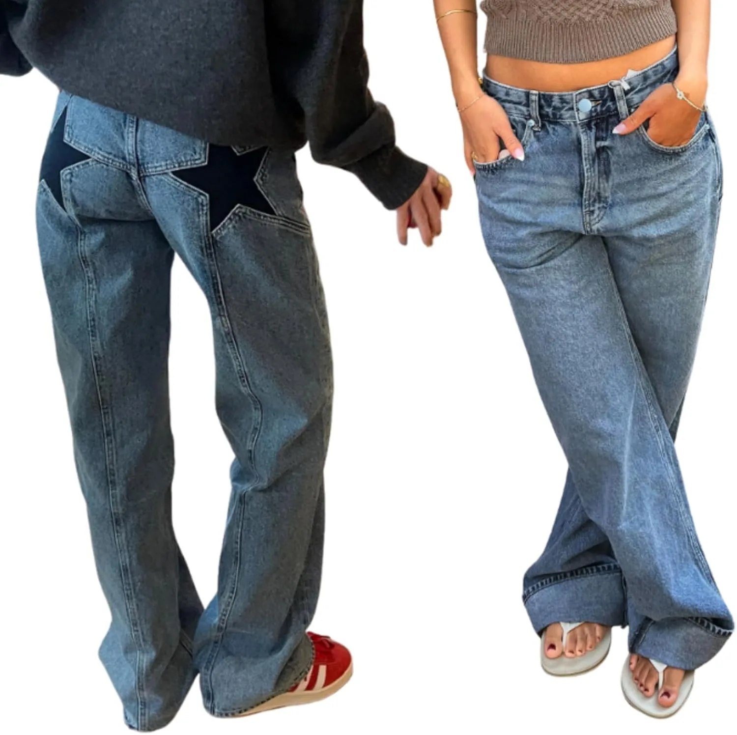 Джинсы Y2K для женщин с низкой посадкой и пачворком TYATVS
Джинсы Y2K для женщин с низкой посадкой и пачворком TYATVS