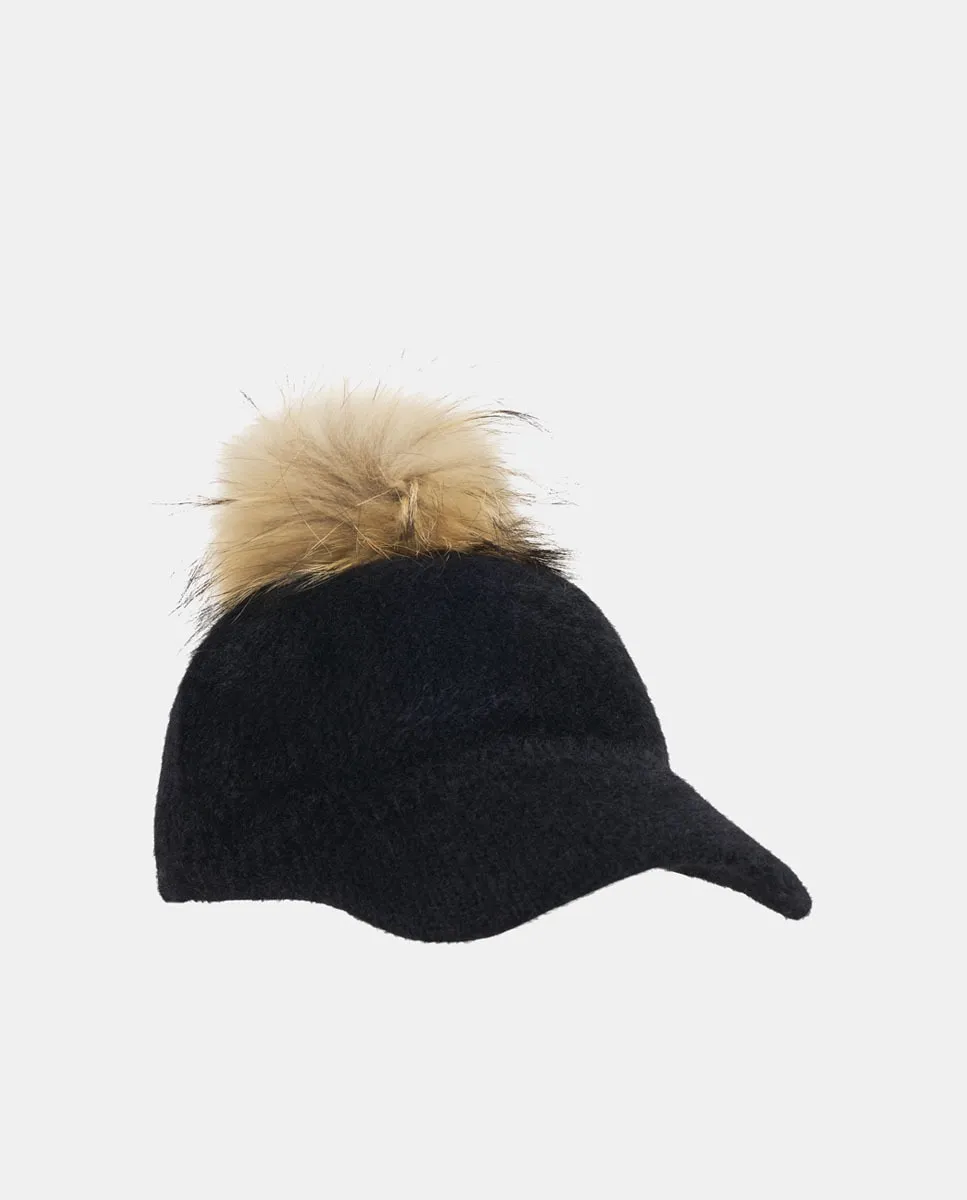 Вязаная кепка из плюша с помпоном из енота Navarro, черный
Вязаная кепка из плюша с помпоном из енота Navarro, черный