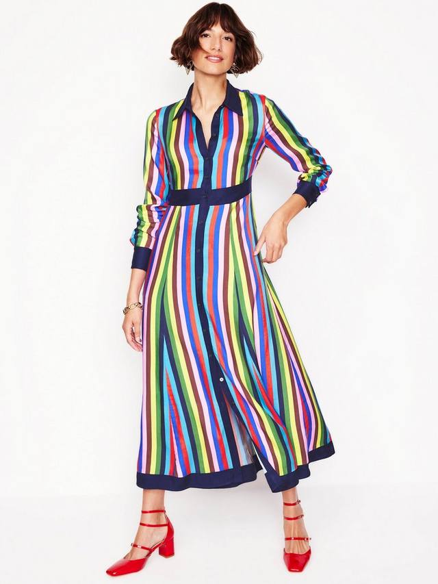 Платье-рубашка в полоску в стиле ампир Boden, разноцветный
Платье-рубашка в полоску в стиле ампир Boden, разноцветный