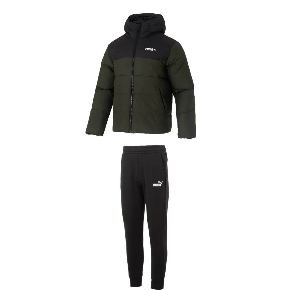 PUMA Повседневный спортивный комплект для мужчин Olive Green топ+Black низ
PUMA Повседневный спортивный комплект для мужчин Olive Green топ+Black низ