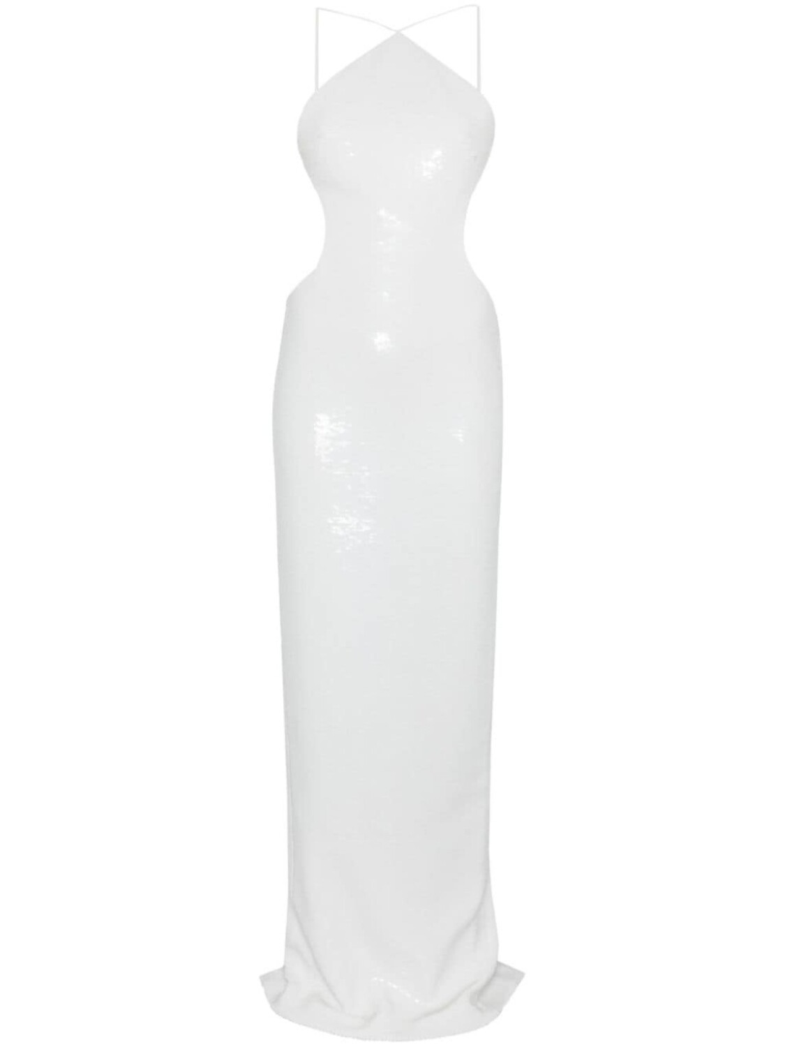 Mônot платье макси с вырезом халтер и пайетками, белый
Mônot платье макси с вырезом халтер и пайетками, белый