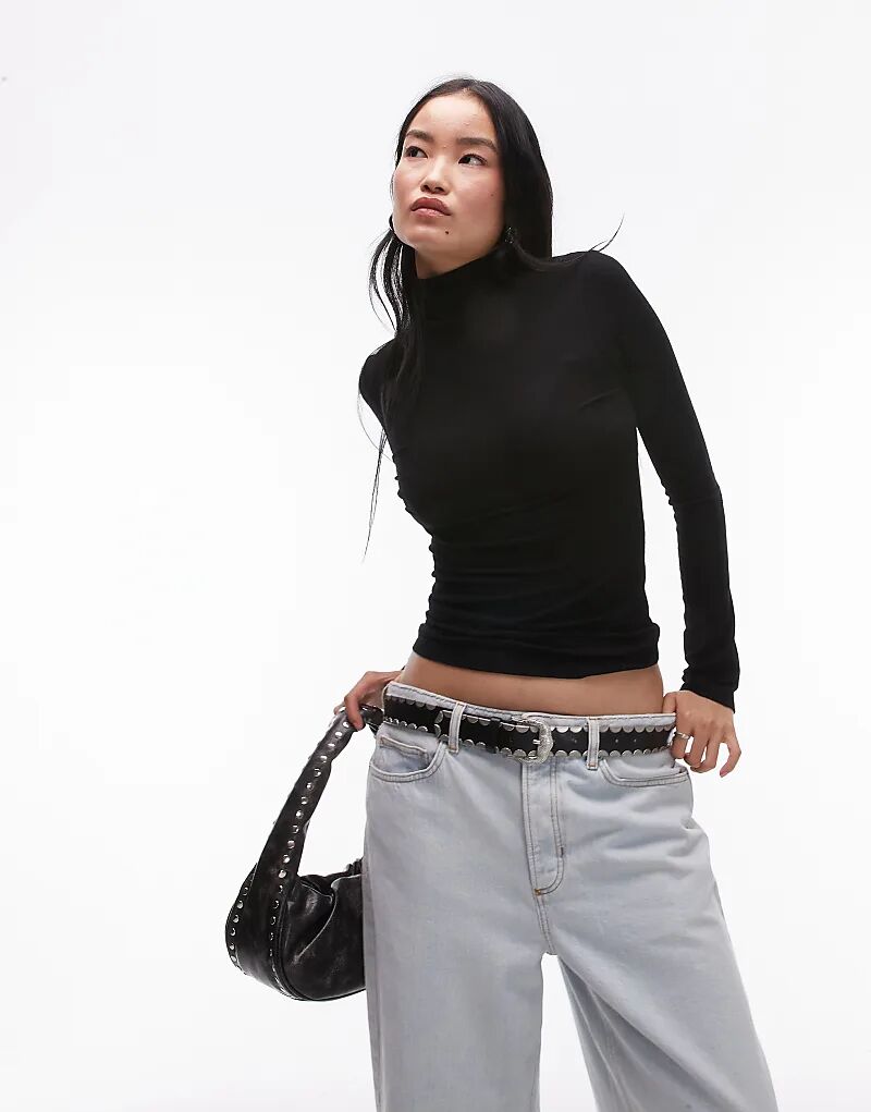 Топ премиум-класса с длинными рукавами и воротником-стойкой в рубчик черного цвета Topshop
Топ премиум-класса с длинными рукавами и воротником-стойкой в рубчик черного цвета Topshop