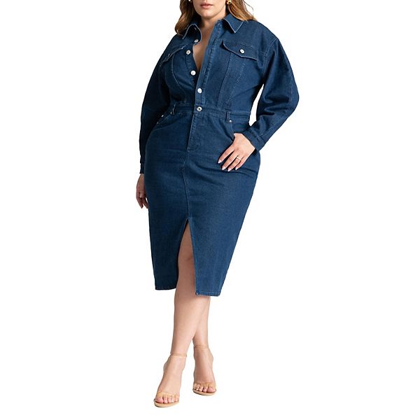 Женское платье миди oversize из денима plus size Eloquii
Женское платье миди oversize из денима plus size Eloquii