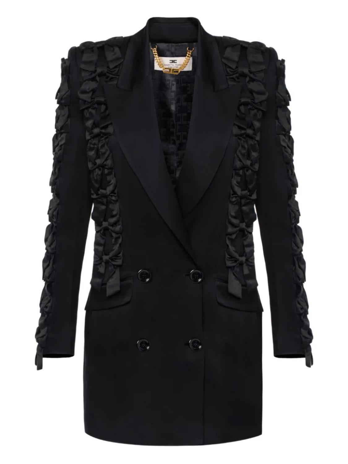 Двубортное платье-блейзер с оборками Elisabetta Franchi, черный
Двубортное платье-блейзер с оборками Elisabetta Franchi, черный