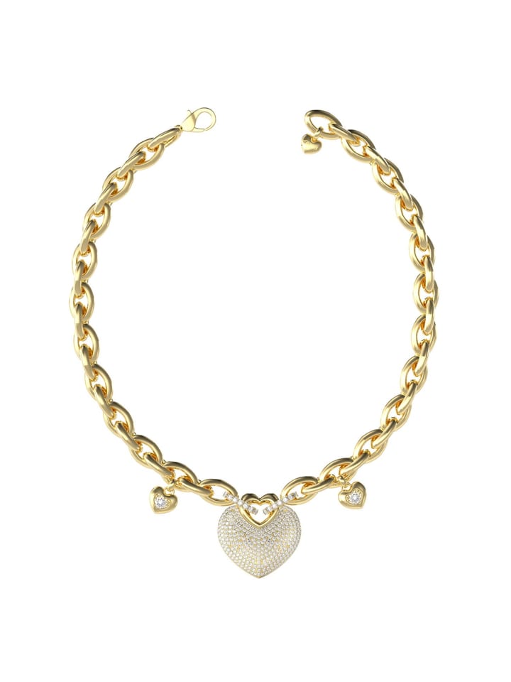 Guess Женское колье, сердечки, инкрустированные паве, золотистого цвета
Guess Женское колье, сердечки, инкрустированные паве, золотистого цвета
